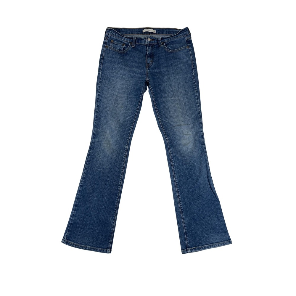 Levis 515 Jeans Womens 8‎ Blue Boot Cut Stretch Denim Distressed Raw Hem Classic